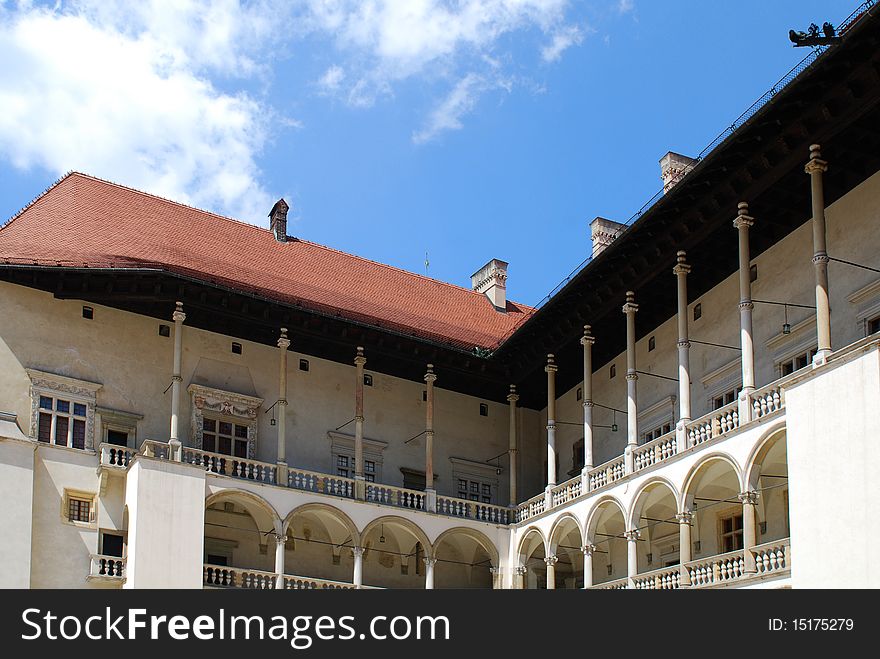 Renaissance Arcades. Wawel Royal Castle In Cracow