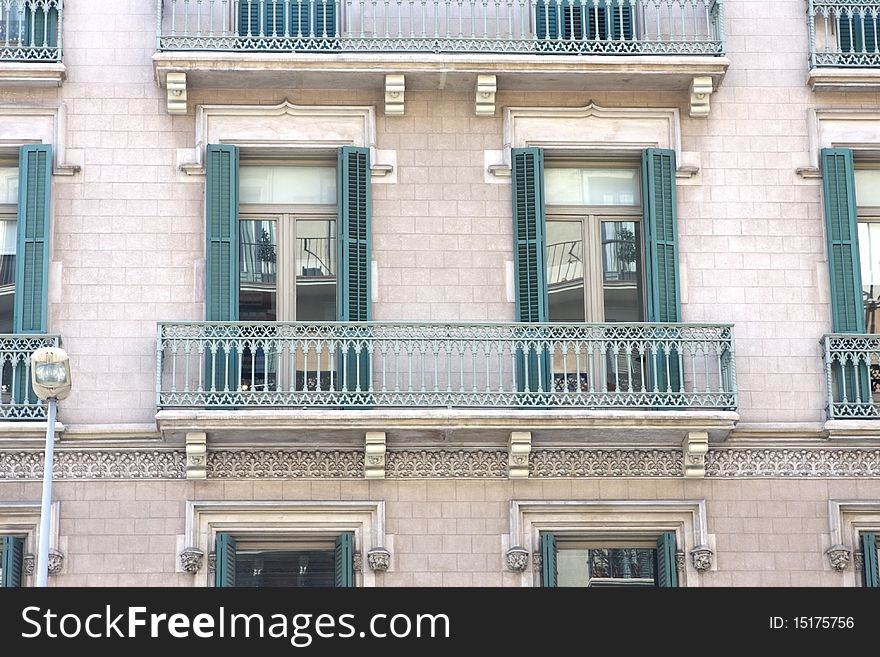 Windows and balconies in Barcelona, Spain