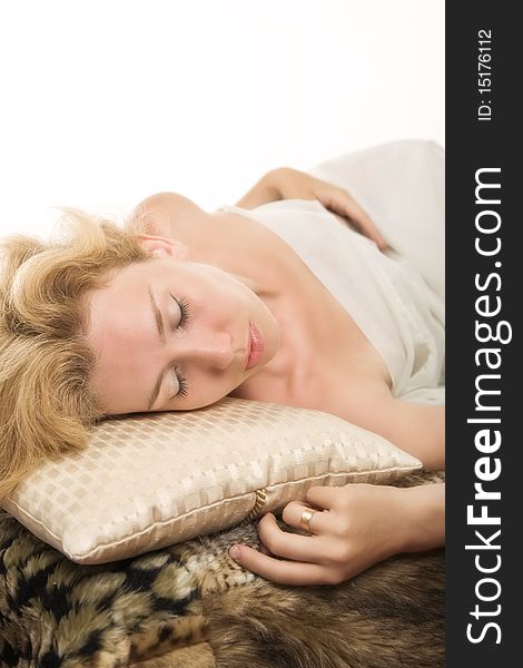 Sensuality portrait of a sleeping blonde woman