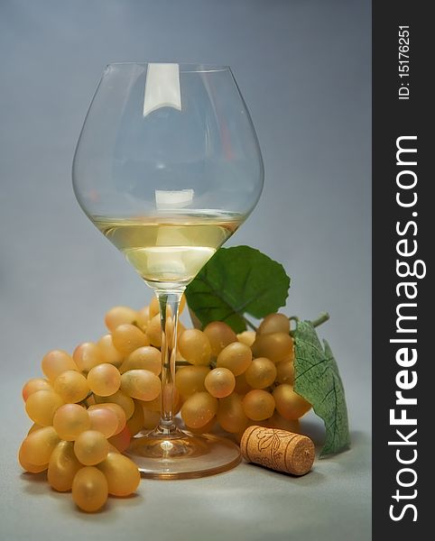 Picture of a still-life with fruit and wine glass