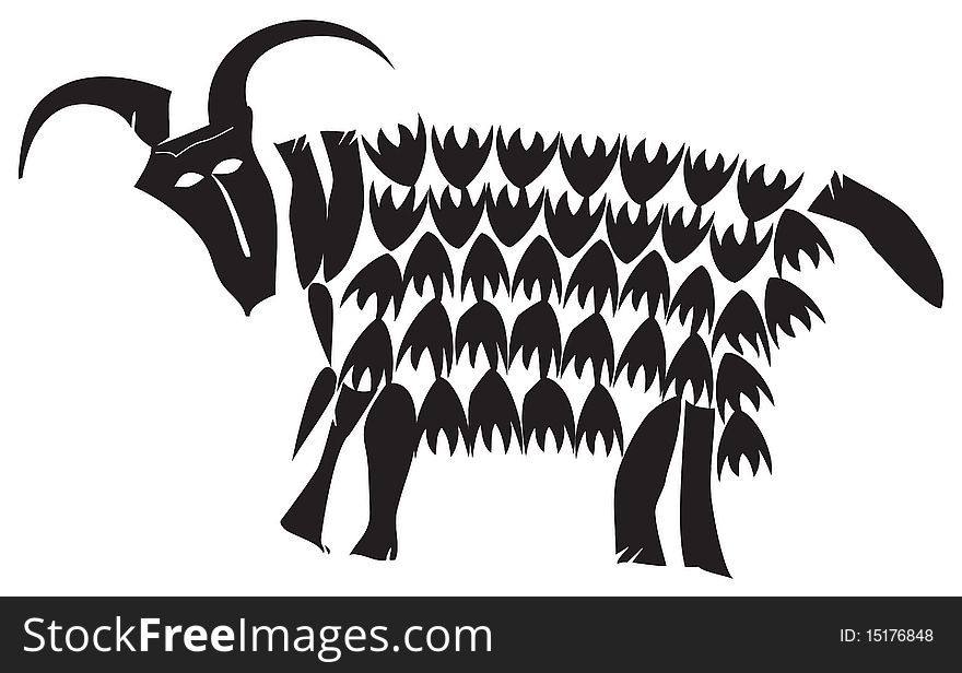 Monochrome decorative goat make from pattern