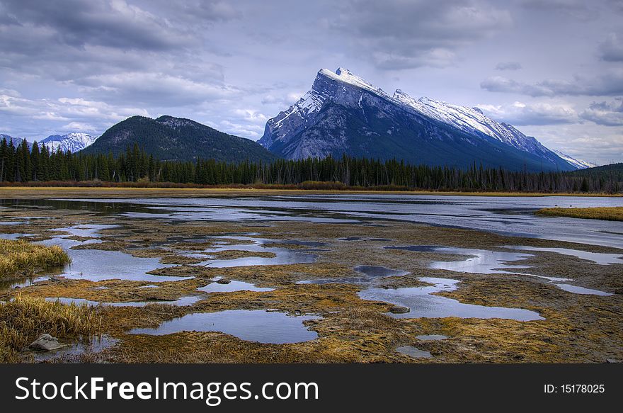 HDR Vermilion Lakes in Banff National Park, Alberta, Canada