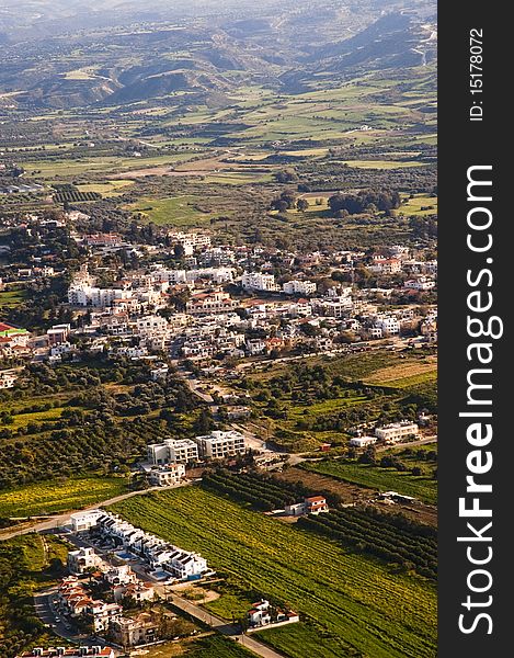 Aerial view of mountain village in Cyprus. Aerial view of mountain village in Cyprus