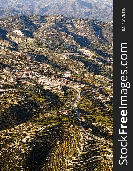 Aerial view of villas on the hills, Cyprus