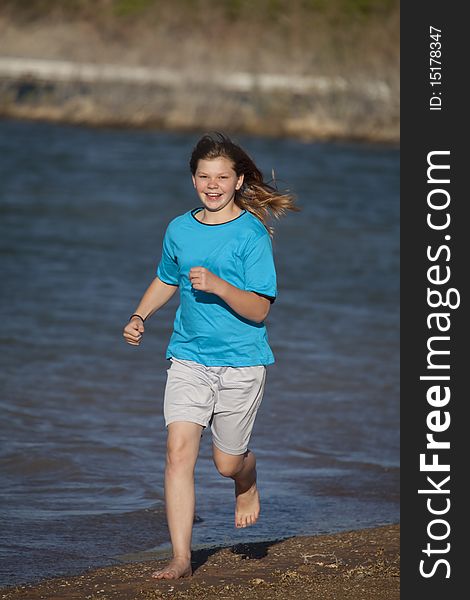 Girl running on  beach