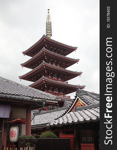Five storied Buddhist tower in Tokyo. Five storied Buddhist tower in Tokyo