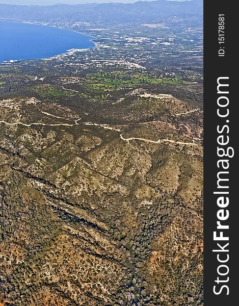 Landscape view of a beautiful bay with forest and hills, Cyprus