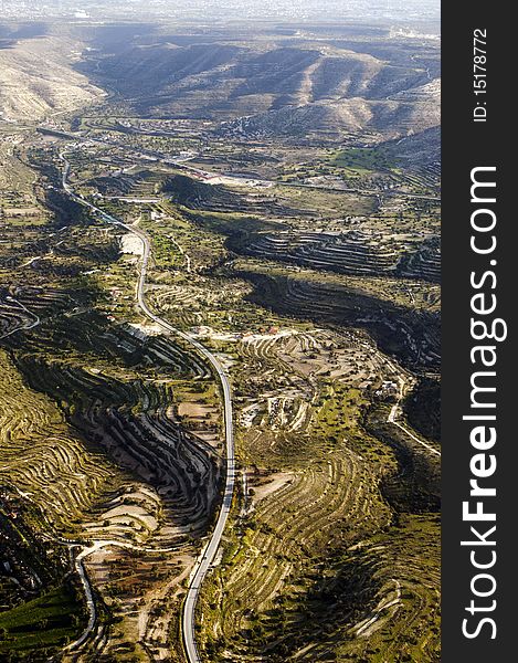 Aerial view at farm fields, Cyprus