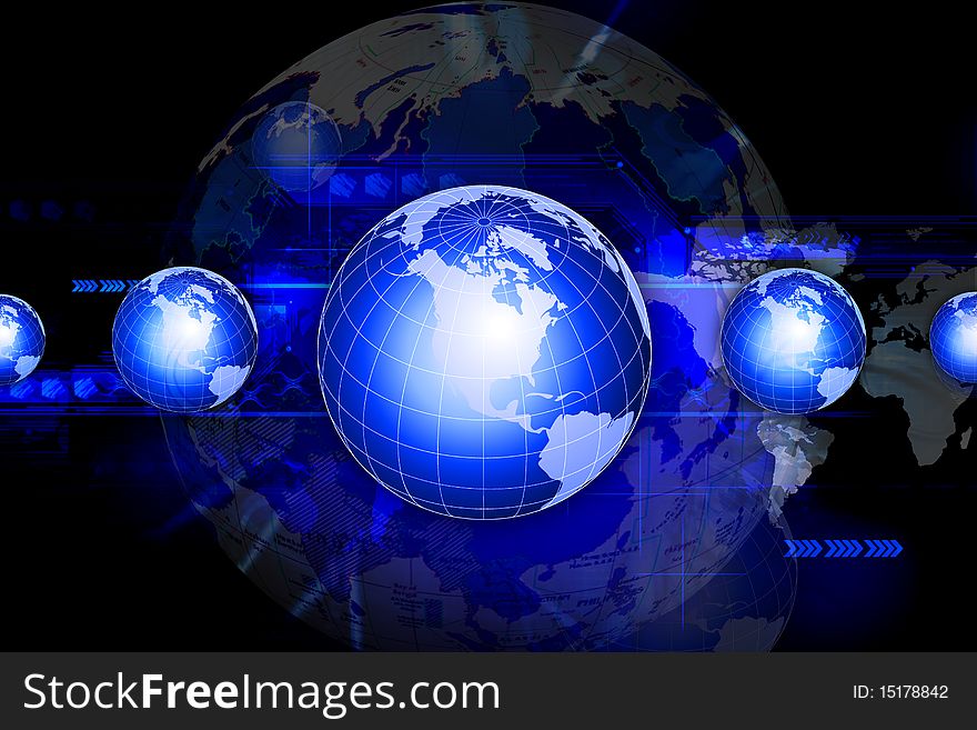 Digital illustration of 3d earth in color background