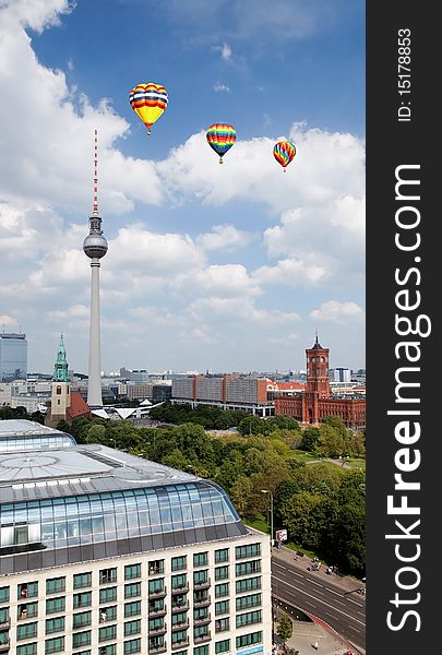 Aerial view of central Berlin from the top of Berliner Dom