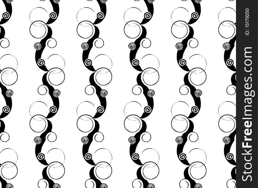 Monochrome Ñircles and waves seamless pattern. Monochrome Ñircles and waves seamless pattern