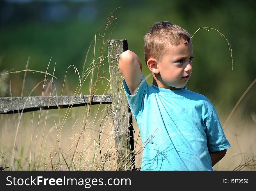 An adorable little boy upset