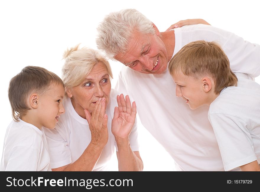 Family of four on a white background. Family of four on a white background