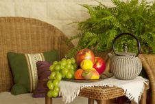 Beautiful Still Life Image Of Fruits And Teapot Stock Images Beautiful Still Life Image Of Fruits And Teapot Stock Images