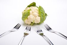 Cauliflower And Forks Royalty Free Stock Photography