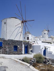 Windmills In Santorini Island Royalty Free Stock Photography Windmills In Santorini Island Royalty Free Stock Photography