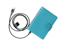 Notebook With Usb Cable Stock Photos