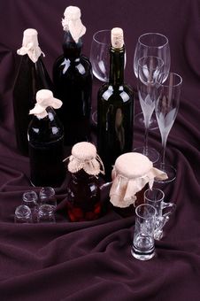 Bottles And Glasses Royalty Free Stock Photography Bottles And Glasses Royalty Free Stock Photography