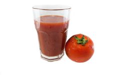 Glass Of Tomato Juice And Fruit Stock Image