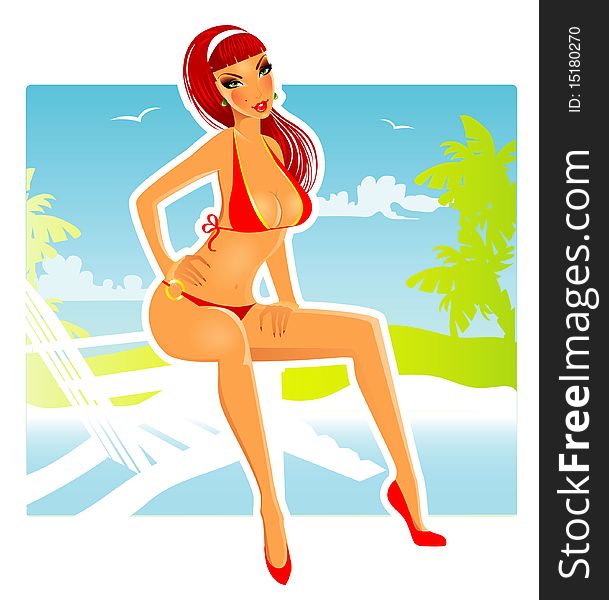 Vector illustration of Summer girl