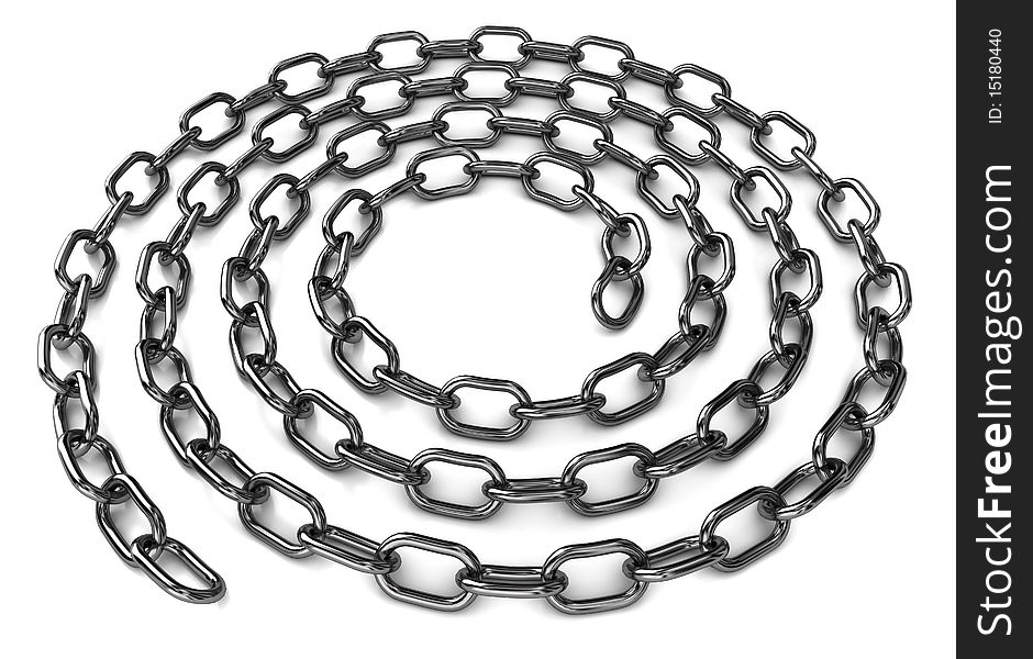 Metal Chain in a spiral position. Metal Chain in a spiral position