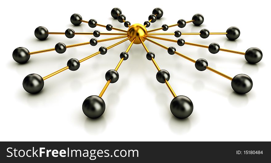 Network with gold and metal elements. Network with gold and metal elements