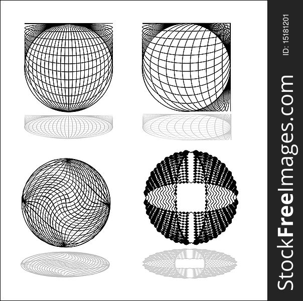 Illustration: original globe elements-spheres
