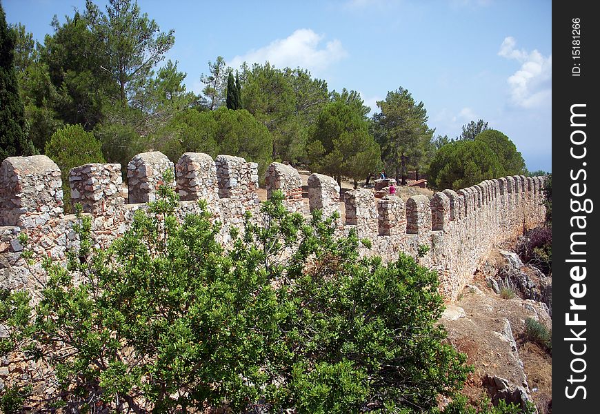 Wall Of Fortress In Alanya