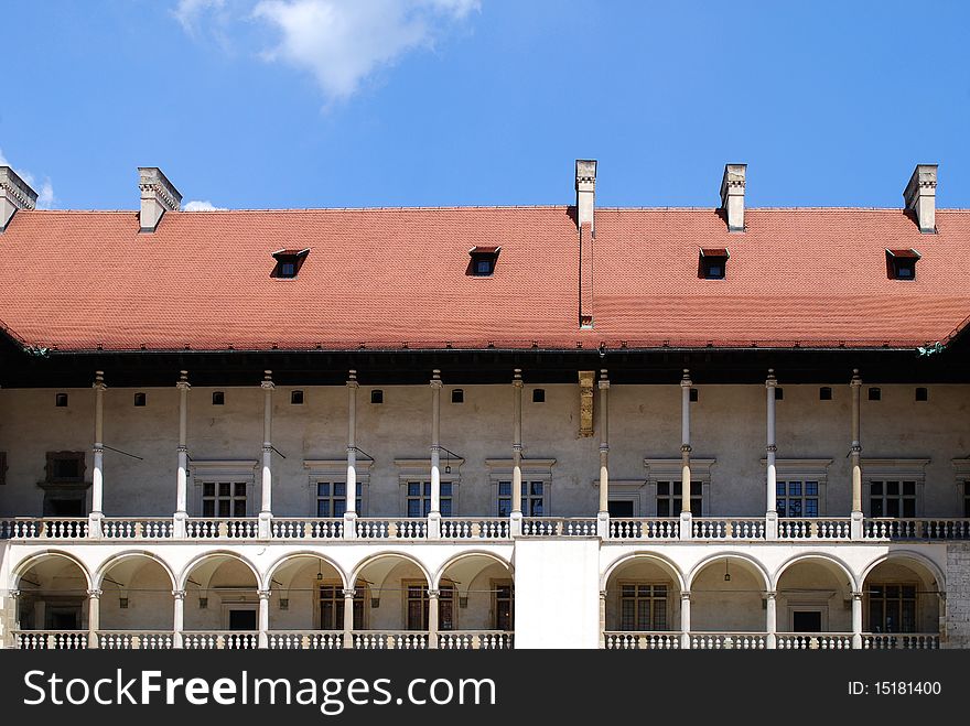 Renaissance Arcades. Wawel Royal Castle In Cracow