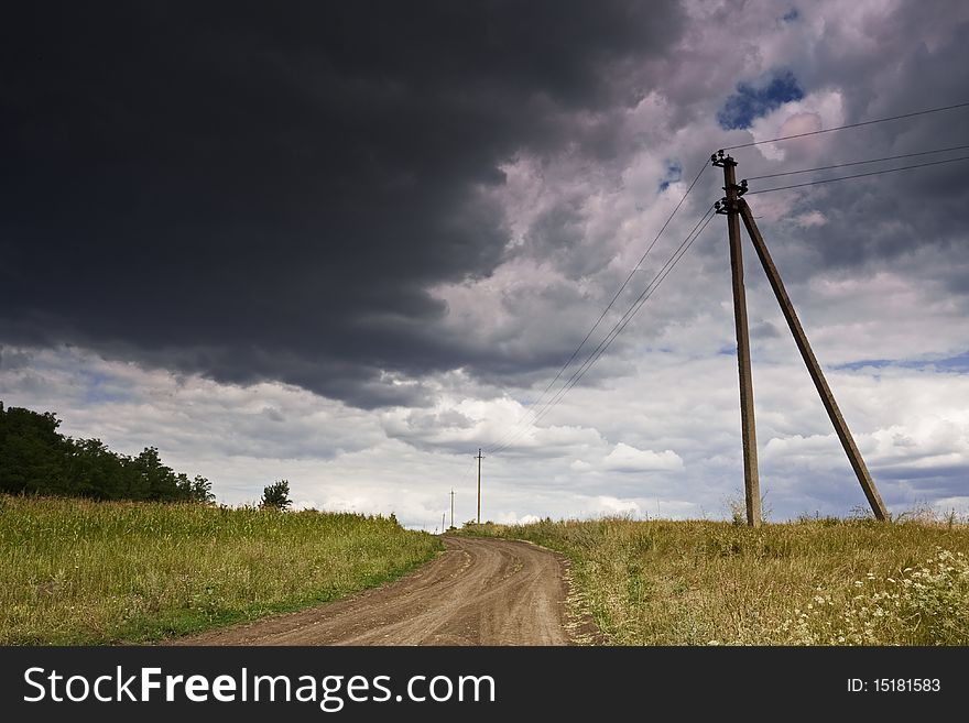 Rural landscape with dramatic sky