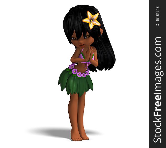 Very cute hawaiin cartoon girl is dancing for you