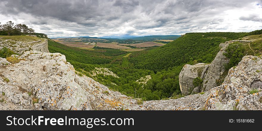 Panoramic view of canyon in Crimea