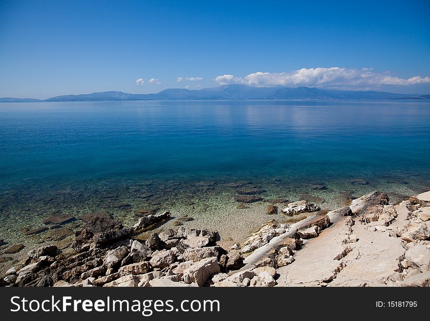 Coast of Greek near Lefkada Island in summer. Coast of Greek near Lefkada Island in summer.