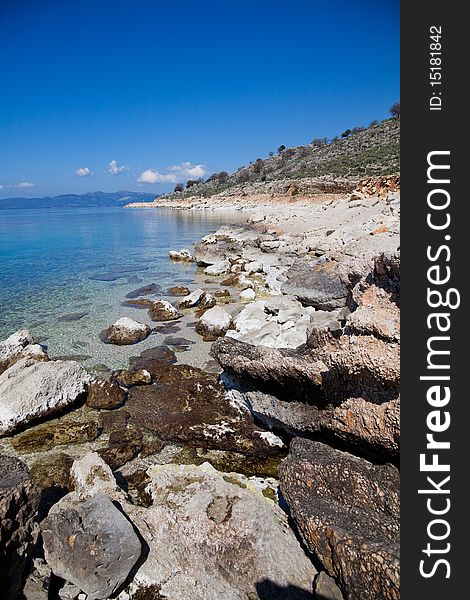 Coast of Greek near Lefkada Island in summer. Coast of Greek near Lefkada Island in summer.