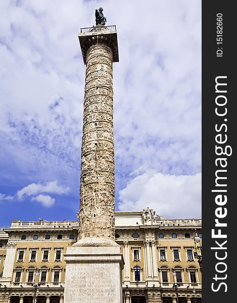 Column of marcus aurelius in rome italy