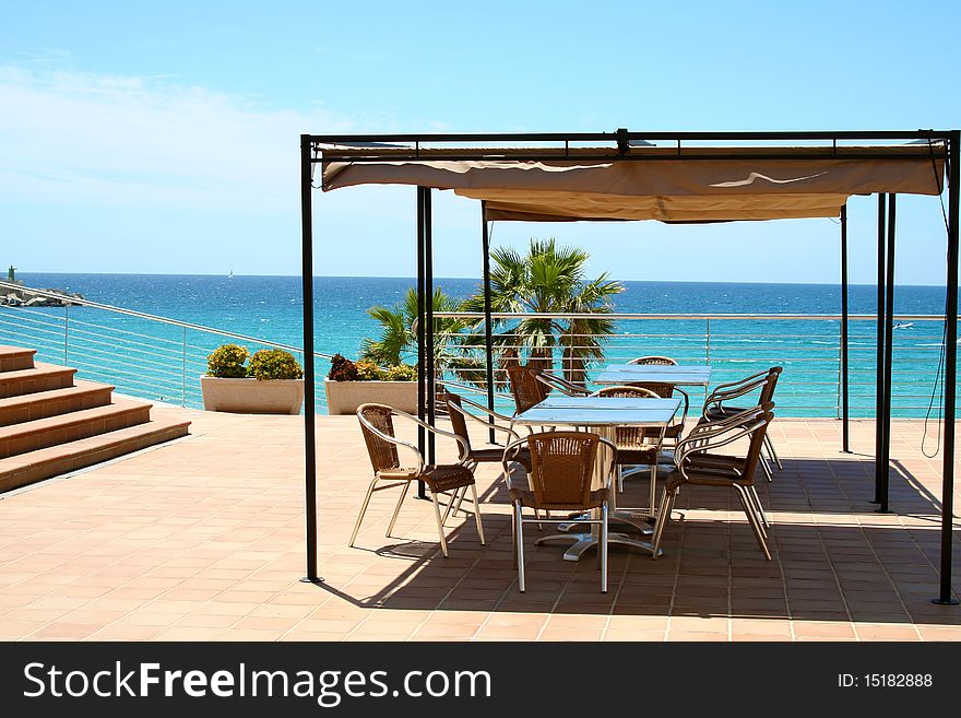 Private terrace with a superb view of the Balearic Sea. Private terrace with a superb view of the Balearic Sea