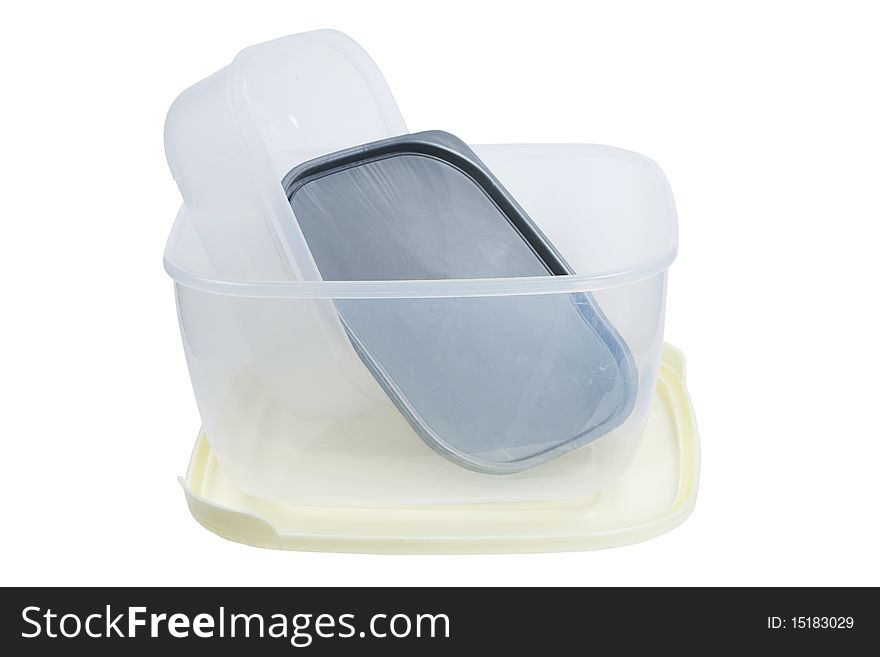 Two plastic container, is isolated on a white background
