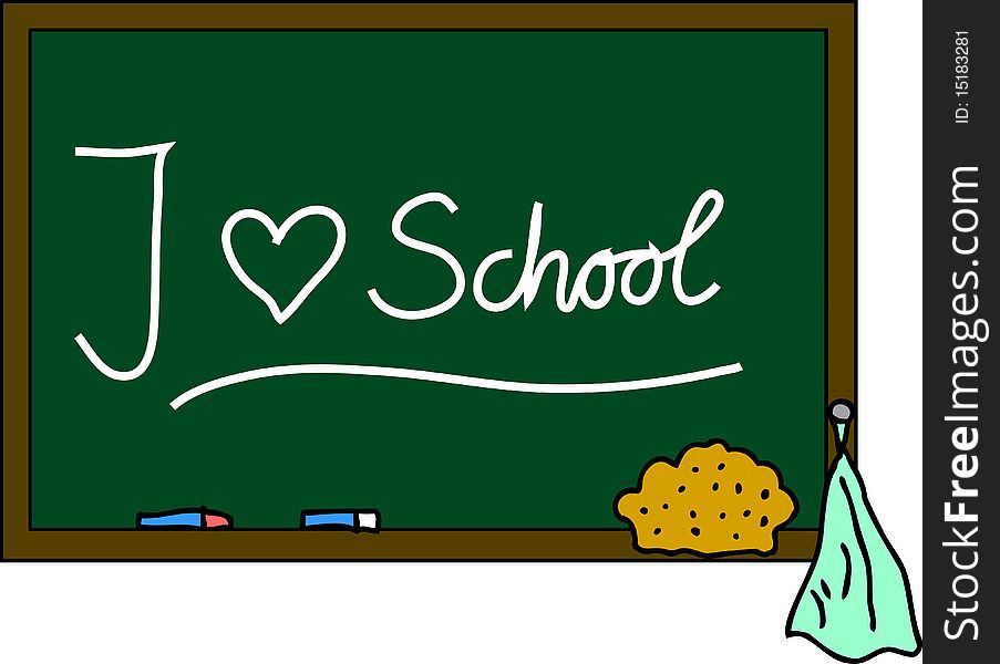 Illustration of a blackboard I love school