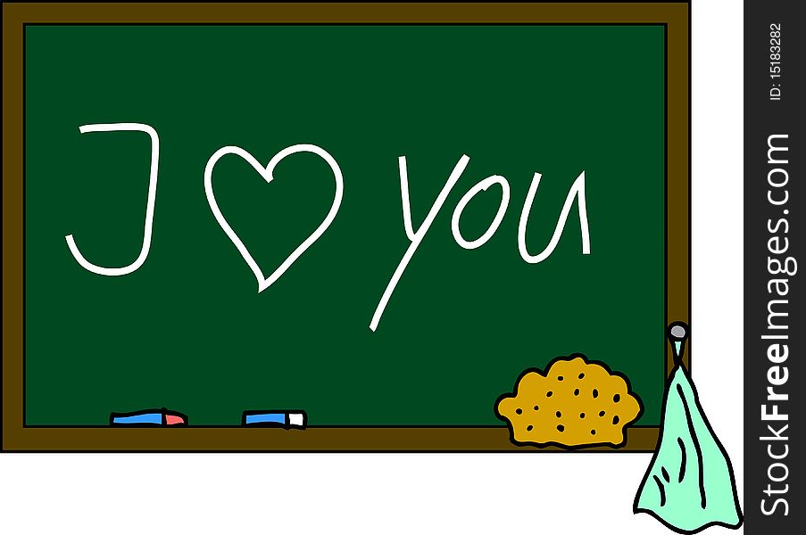 Illustration of a blackboard I love you