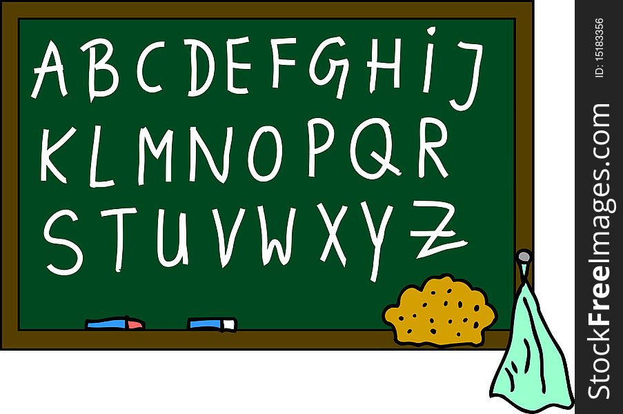 Illustration of a blackboard alphabet