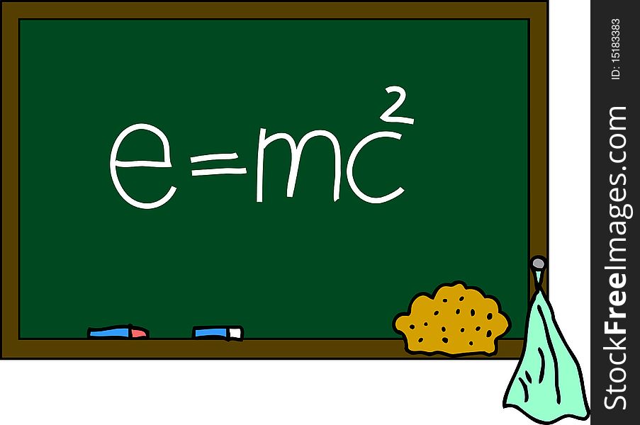 Ullustration of a blackboard e=mc2