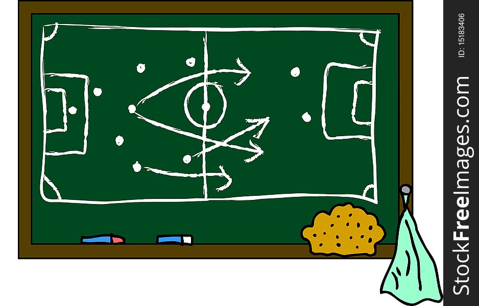 Illustration of a blackboard soccer field