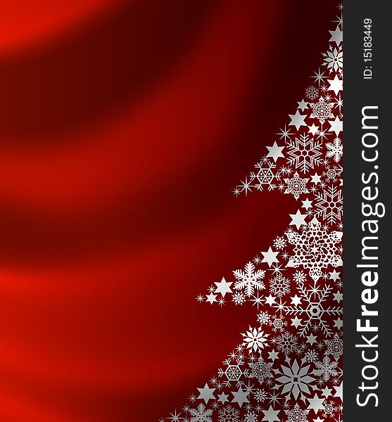 Illustration of a red Christmas Tree Background