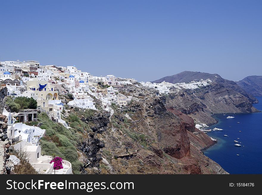 Santorini view with white houses and the sea. Santorini view with white houses and the sea