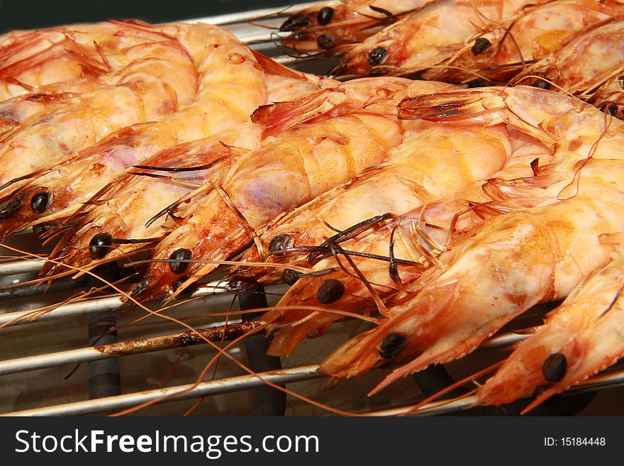 A picture of grilled shrimps