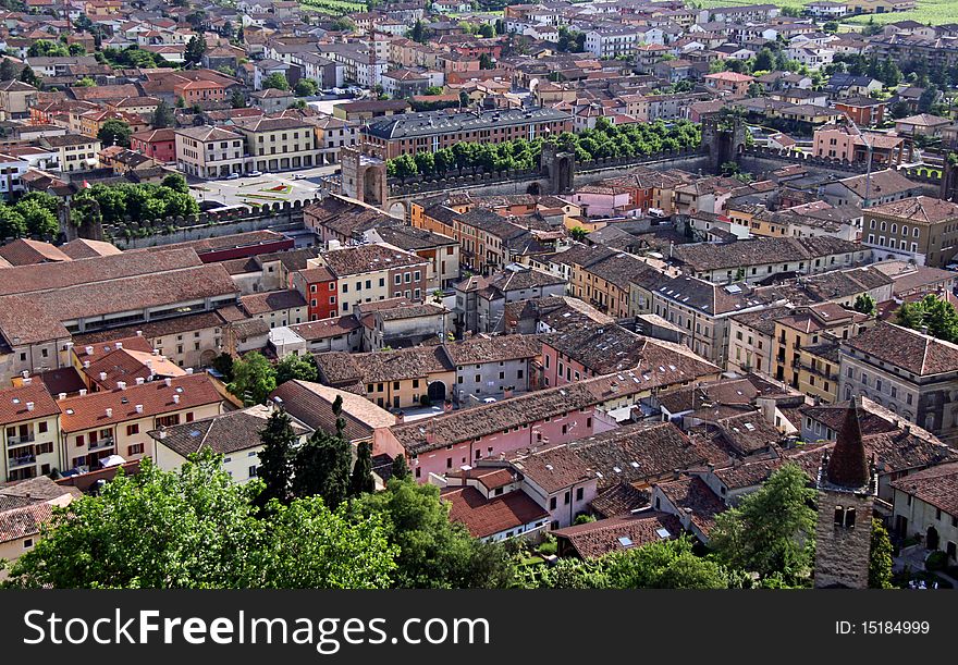 The town of Soave from Scaligero Castle