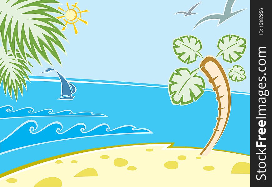 Palm trees on a warm tropic beach. Palm trees on a warm tropic beach