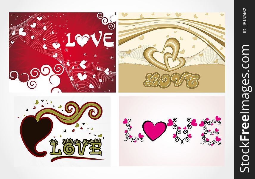 Various colorful heart background set for your des