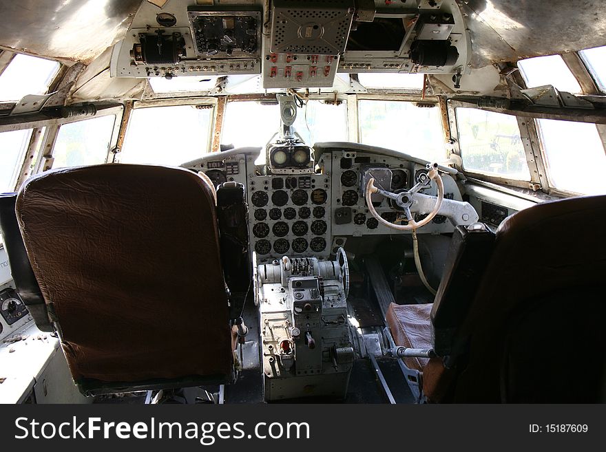 Cockpit of an old unused airplane. Cockpit of an old unused airplane