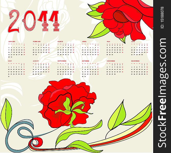 Calendar for 2011. Universal template for greeting card, web page, background